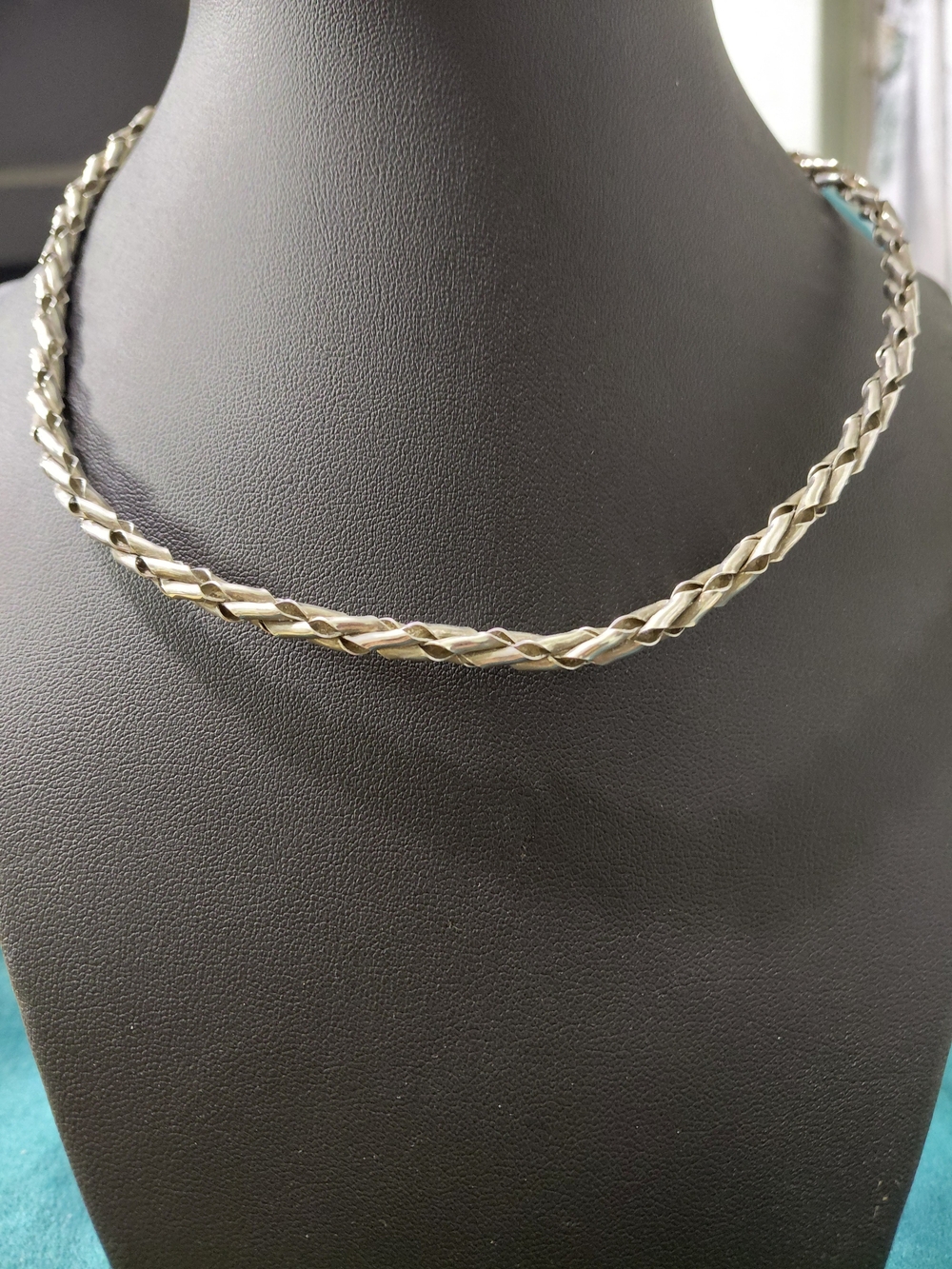 Classic Braided Silver Choker Necklace - Elegant Women's Jewelry 17" Long.